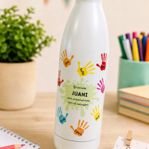Botella térmica personalizada para profes | Regalo fin de curso con nombres de la clase