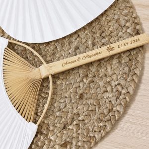 Pai Pai Personalizado para Bodas | Abanico de Bambú con Grabado Láser